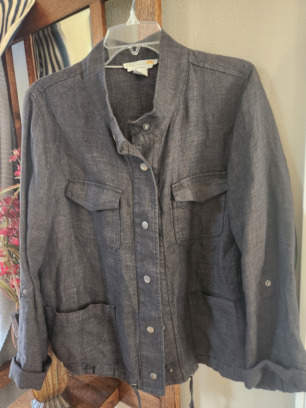 C & C California Gray Linen Utility Jacket